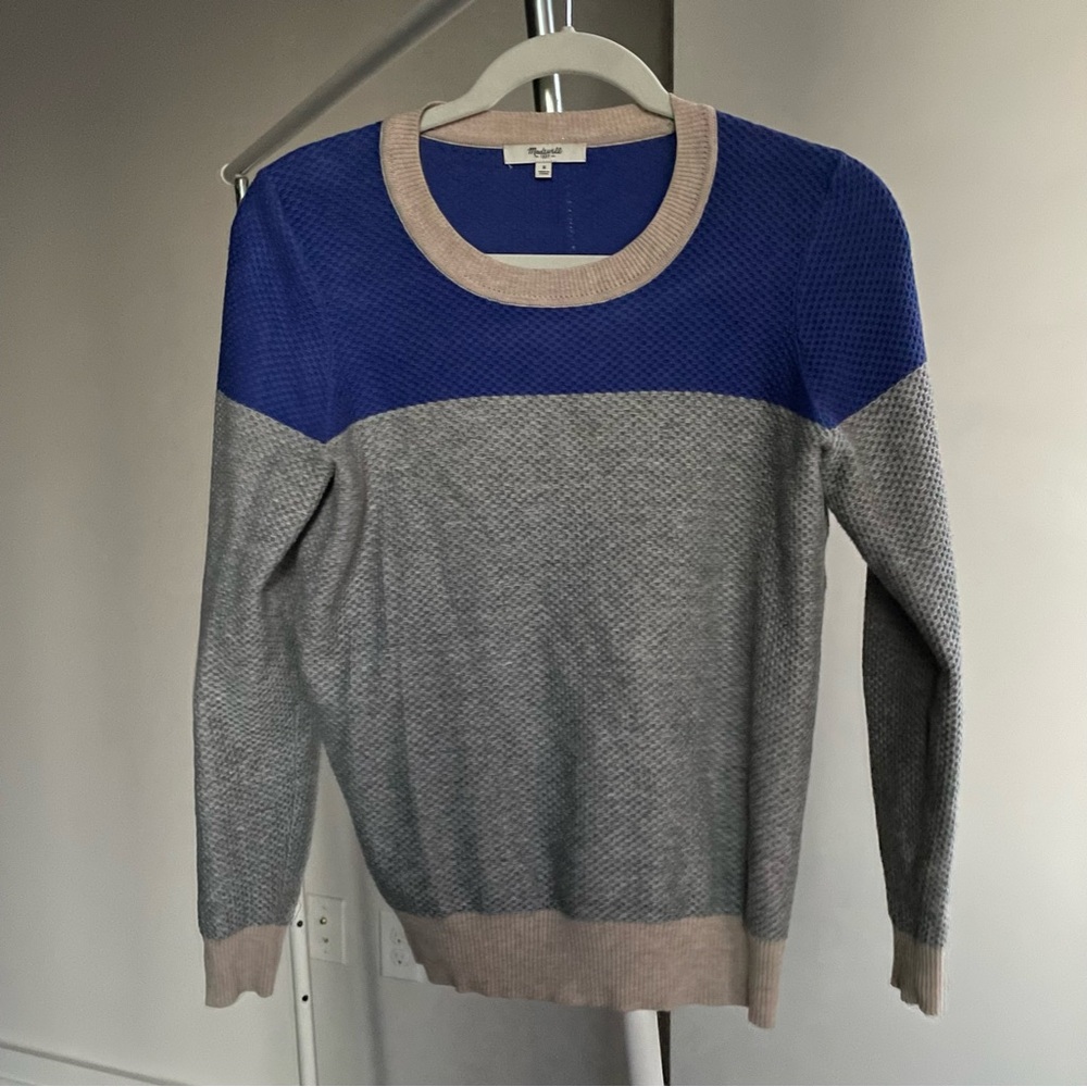 Madewell Women's Blue and Gray Sweater